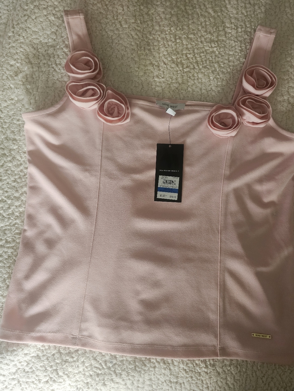 Nine West Blush Pink Rose Appliqué Camisole
